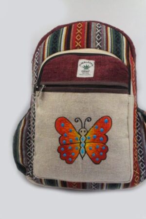 butterfly printed hemp backpack wholesaler in kathmandu